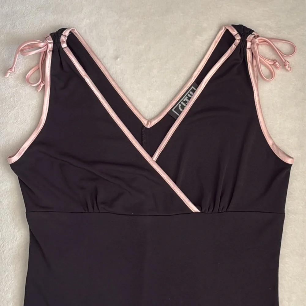 {VTG} City Triangles | Y2K Babydoll Midi Dress Black Made in USA (L Fits S/M) - Picture 3 of 14